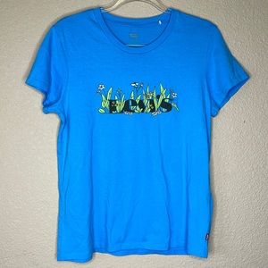 Levis spring floral blue tee size medium